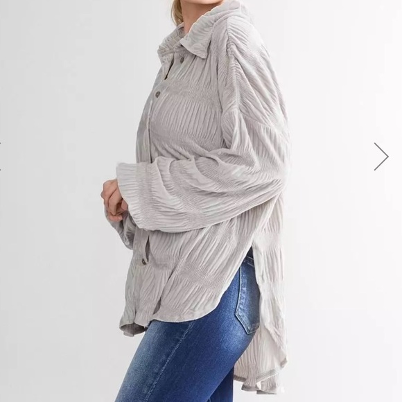 Free People Oversized Velvet Shacket/Blouse SzS - Picture 5 of 13